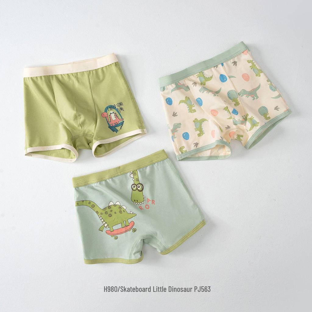 Antibacterial Cotton Boxer Briefs for Boys: 3-Pack, Class A, Middle & Large Children