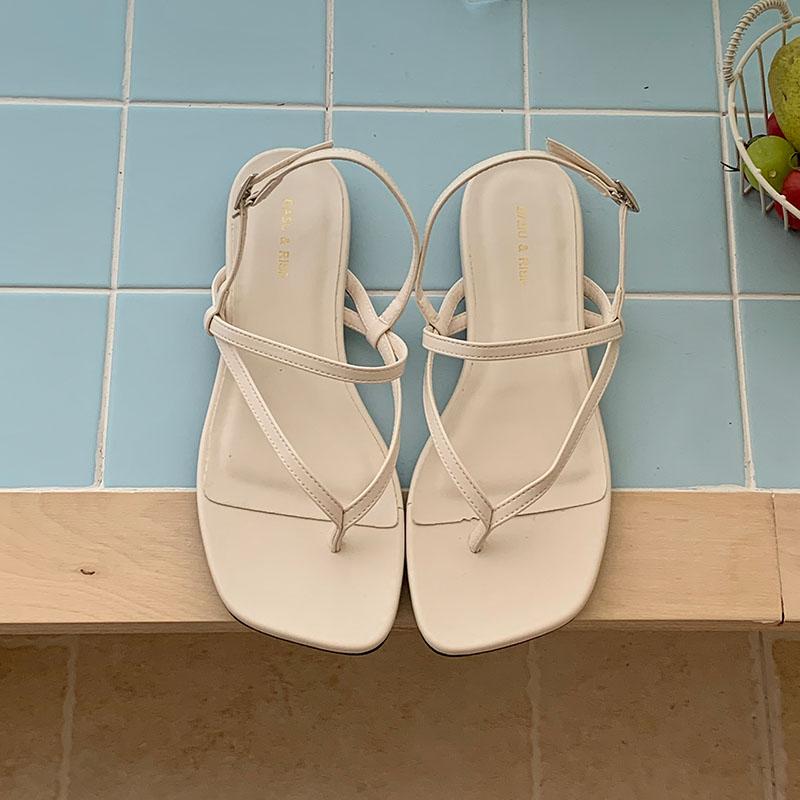 

Fashion Female Shallow Footwear Ladies Flats Sandals Shoes New In Summer Spring Fashion Square Toe Women Flats Sandals Shoes Flip flops 35 бежевый