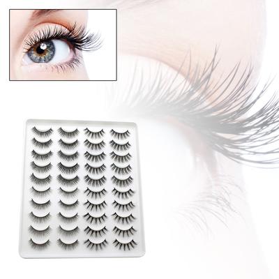 False Eyelashes Faux 3D Lashes Natural Look Fluffy Cat Eye Wispy Lashes Reusable Pack 4 Mixed Style 20 Pairs