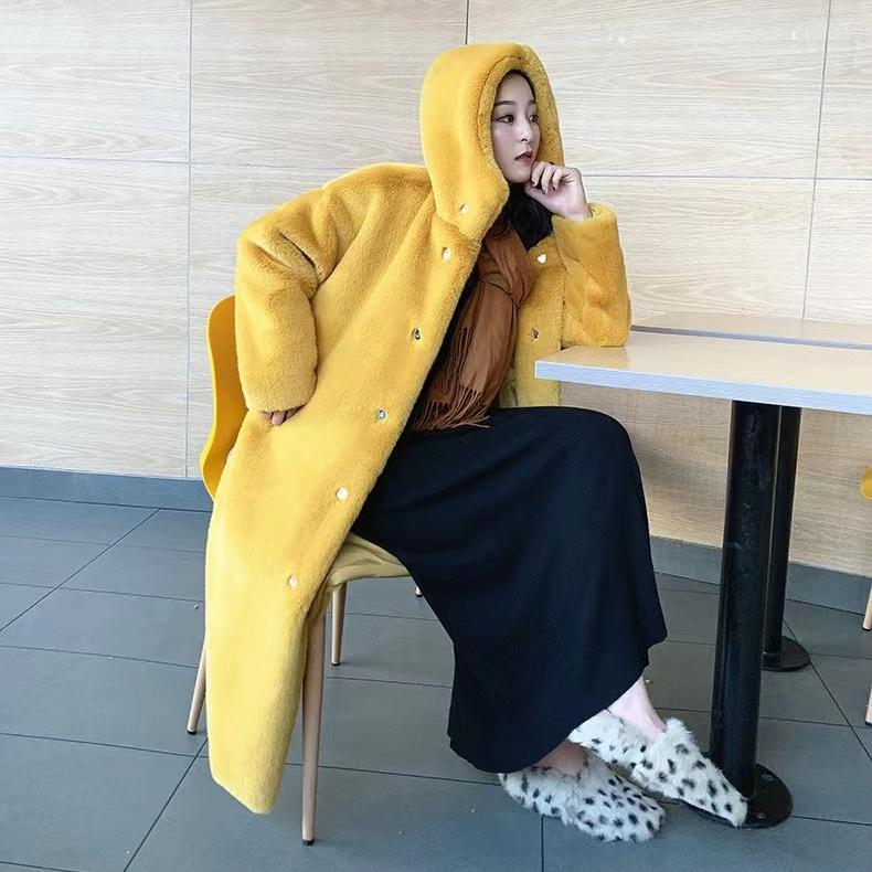 Winter Women High Quality Faux Mink Fur Coat Luxury Long Fur Coat Loose Lapel OverCoat Thick Warm Plus Size Female Plush Coats