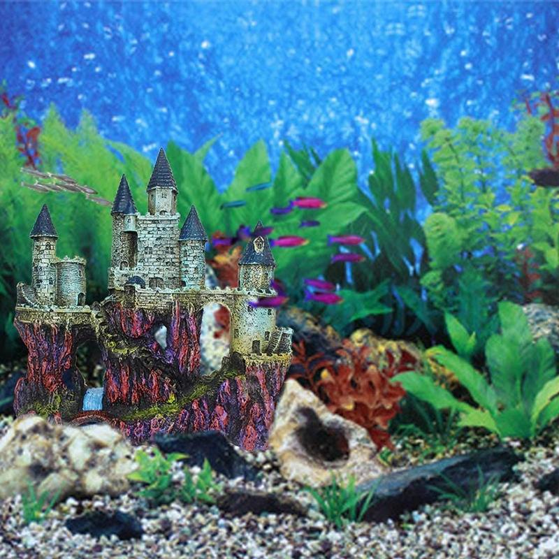 Aquarium Resin Castle Decoration Stone Cave Fish for Tank Accessories for Betta X3UC