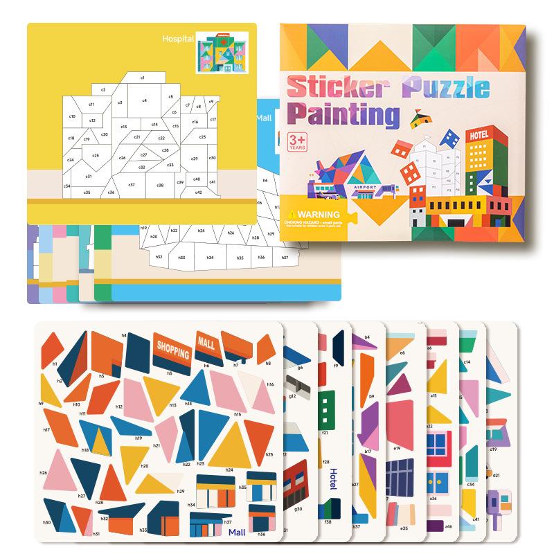 Children's Stickers Puzzle Drawings Montessori Animal Traffic Shape Matching Fine Motor Training Puzzle Board Educational Toys