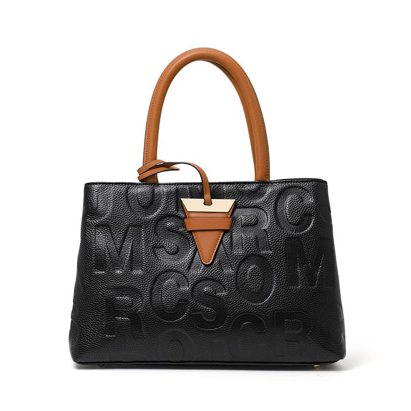 Genuine Leather Women's Bag Trendy and Fashionable Casual Letter Handbag Large Capacity Versatile One-shoulder Crossbody Bag