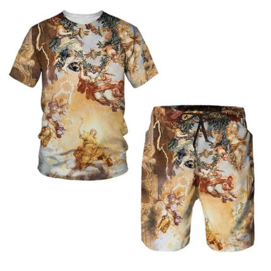 

Мужские комплекты одежды, летние милые футболки для мальчиков, короткие штаны, комплект из 2 предметов, костюмы для мужчин, повседневные костюмы 6XL