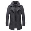 Men's Autumn/Winter Double Collar Wool Overcoat - Cold-Resistant, Fashionable Business Outerwear