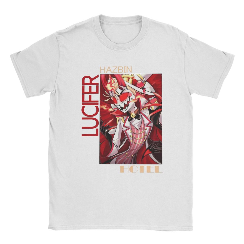 Herren T-Shirts Hazbins Hotels Lucifer Humor Reines Baumwoll T-Shirt Kurzarm T-Shirt Rundhals Kleidung Erwachsener