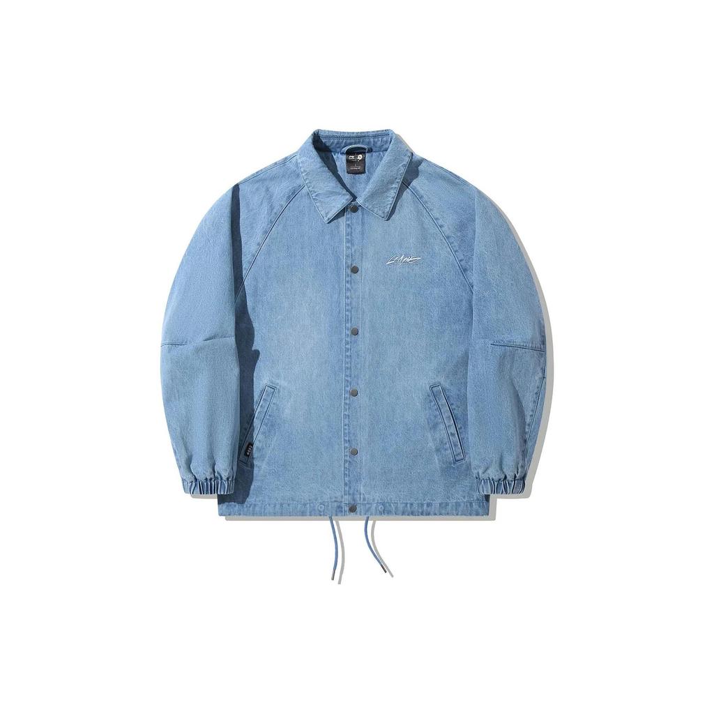 Li Ning X OG Slick Collaboration Skateboard Series Loose Wash Denim Jacket Men Jackets Light-Blue-Denim AJDT543-3