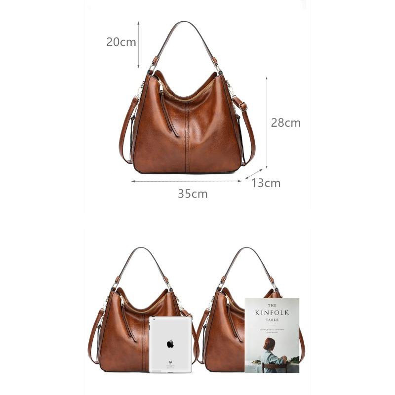 Hobo Bag Leather Women Handbags Female Leisure Shoulder Bags Fashion Purses Vintage Large Capacity Tote Bag