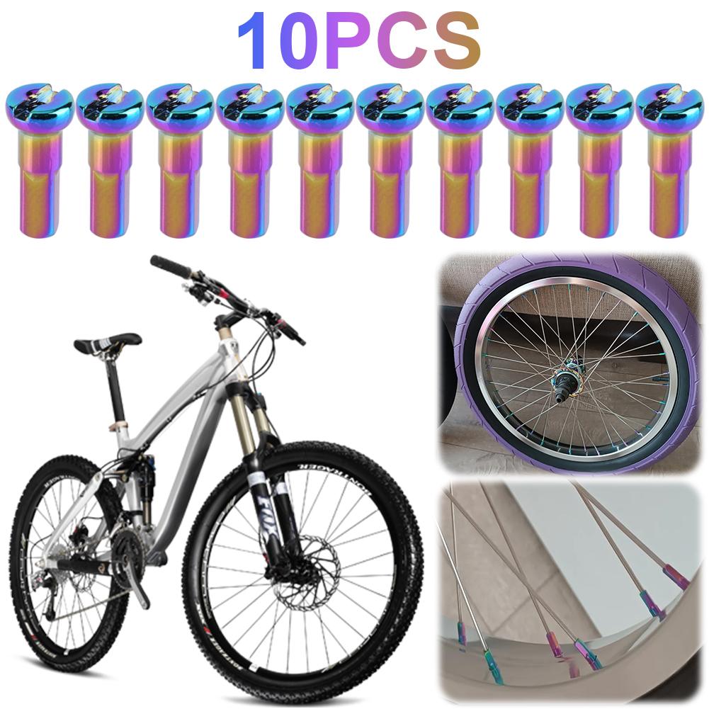10Pcs Bicycle Spoke Caps Aluminum Alloy 14G Cycling Wheel Spoke Nipples Bicycle Spoke Nipples End Tips Bike Accessories China Mainland