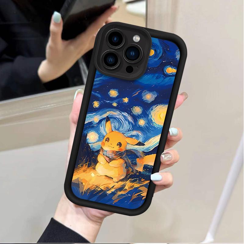 Lovely P-Pokemon Starry Sky Case for IPhone 17 Air 16 16E 15 14 13 12 11 Pro Max X XS X S Max XR SE 2020 SE4 7 8 Soft Back Cover