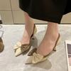 Fashion Women's Fashion Single Shoes Spring New Pointed Head Shallow Mouth Butterfly Knot Collocation Color Slip-on High-heeled Shoes