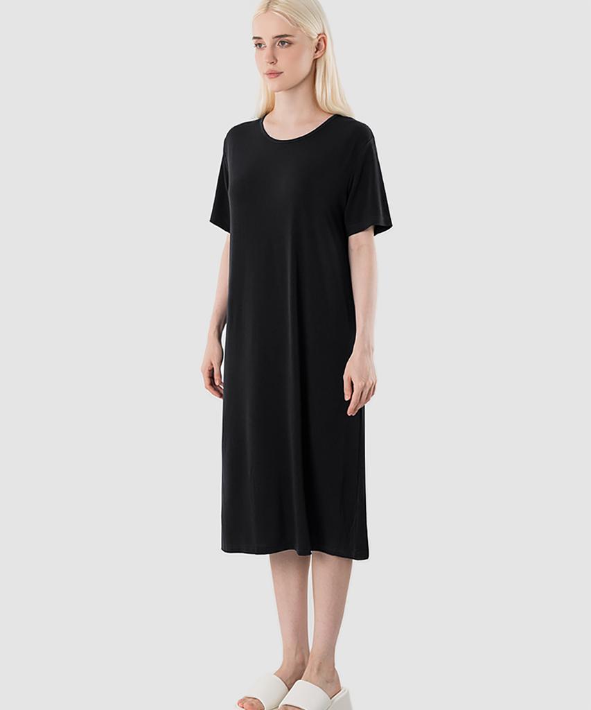 ARMEDES Damen Locker geschnittenes Kurzarm-Maxikleid Ar-314