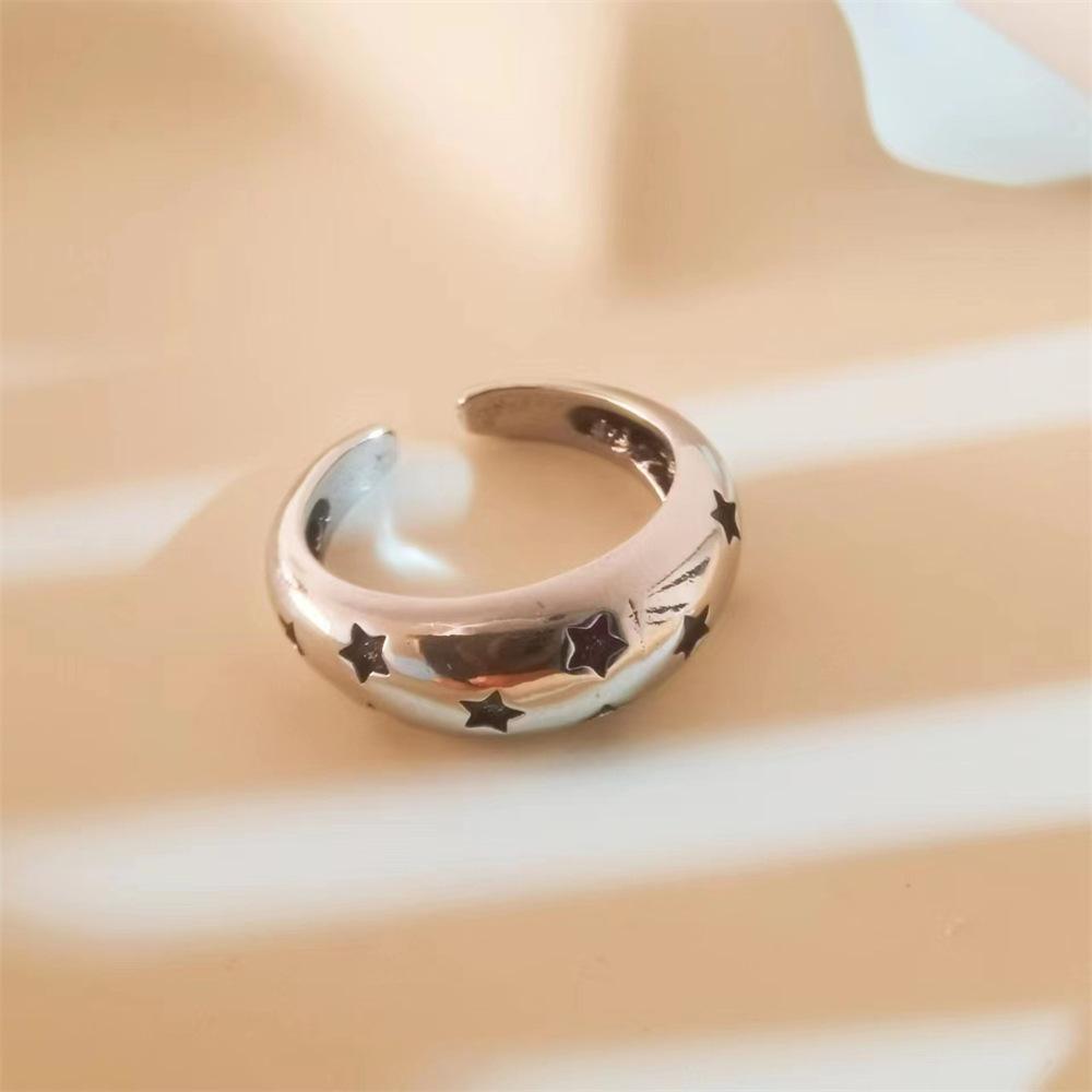 Korean version retro old star opening ring, a sexy index finger ring ring tide