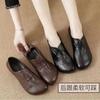 Real soft leather mom shoes 2025 new spring round toe retro lazy shoes classic soft sole breathable single shoe for women