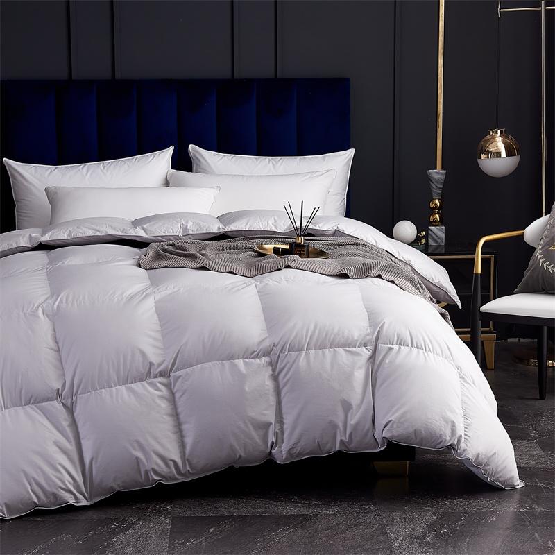 

Роскошное одеяло из гусиного пуха, пушистый, устойчивый к холоду пододеяльник, 100% хлопок, чехол с угловыми вставками, уютное одеяло на все времена 180x220cm 3kg серый