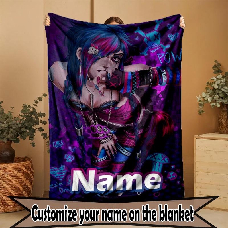 Custom Name Personalized Jinx Print Blanket, Home Decor, Bedroom, Sofa, Camping, Couch, Gifts for Birthday ChristmasEnthusiasts