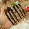 French Twist Pearl Beads Hair Stick Hair Clip Acetate U-Shaped Hairpin Vintage Tortoise Shell Women Hair Bun Pin Headwear