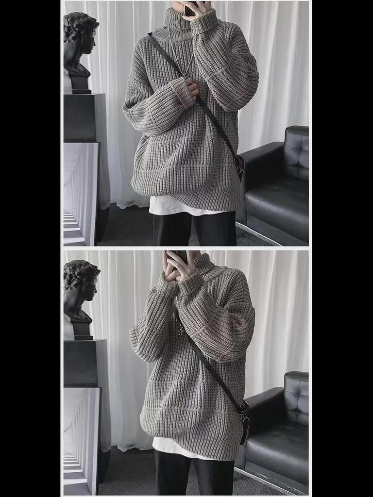 Men’s Thick Warm Knitted Turtleneck Sweater - Autumn/Winter Trendy Lazy Style
