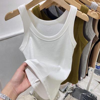Débardeur côtelé en coton slim fit pour femme - 260g, couleur unie, été
