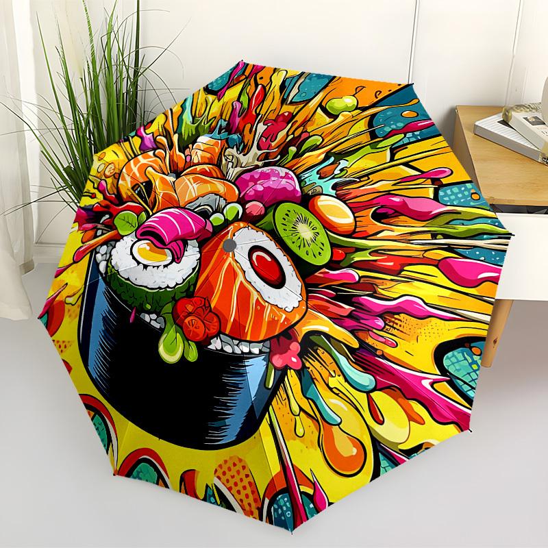 

1pc Sushi Platter Automatic Open/Close Umbrella, Folding Compact Umbrella with Lightweight Design for Women/Men yy251028236