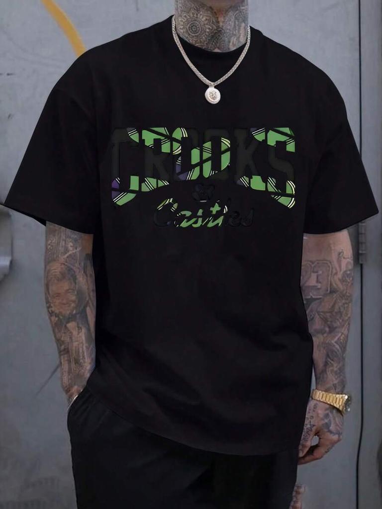 Men's Printed Short Sved T-Shirt, Men's Round Neck Top, 180g 100% Pure Cotton Fabric - Comfortable
