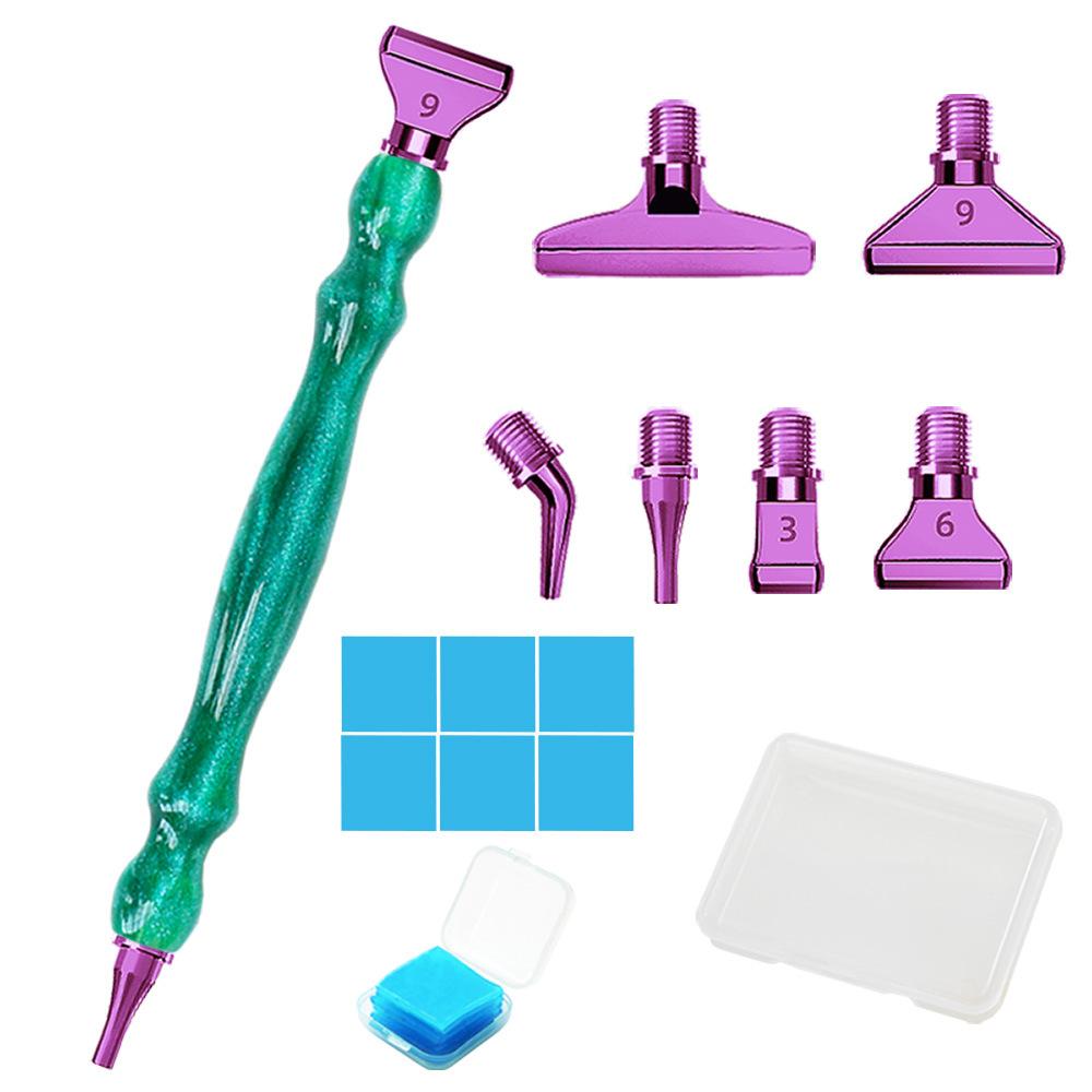 Glitter Resin Diamond Painting Pen Kit with 6 Metal Tips 6 Wax Blocks and Storage Box for 5D Diamond Art Rhinestone Crafts and DIY Projects