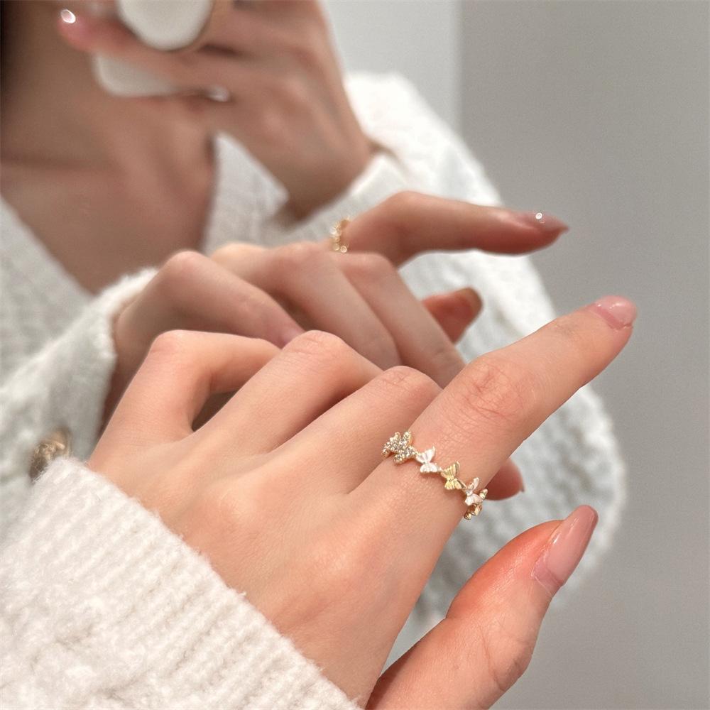 Color Enamel Fritillary Butterfly Ring Women's Open Index Finger Ring New Products