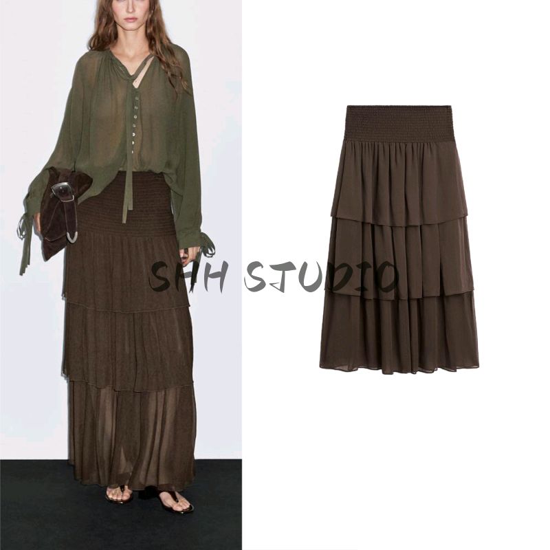 MD New Fall Women's Clothing French Romantic Atmosphere Ruffles Elastic Waist Length Cake Dress 5237504