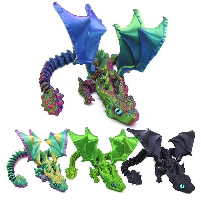 1Pcs 3D Printing Large Flying Dragon Handicraft Ornaments Figurine Art Deco Resin Dragon Sculpture Tabletop Animal Theme Decor