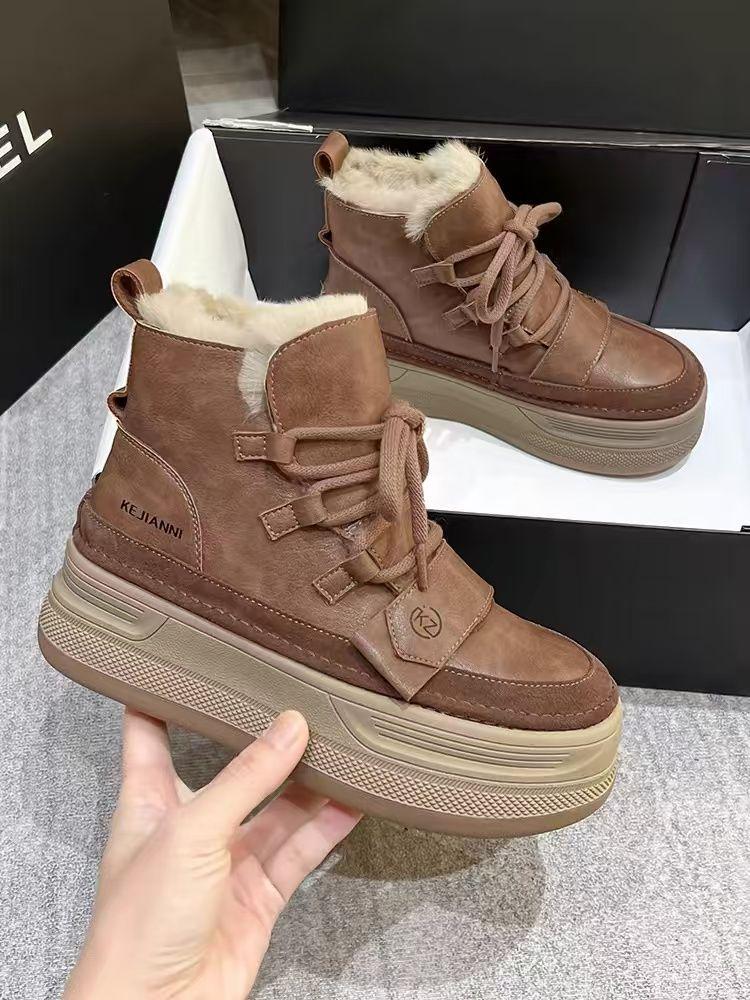 Women's Warm Mid-Calf Thick-Soled Snow Boots with Fur Lining