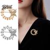 Faux Pearl Rhinestone Brooch Anti-Exposure Round Women Shape with Rhinestones