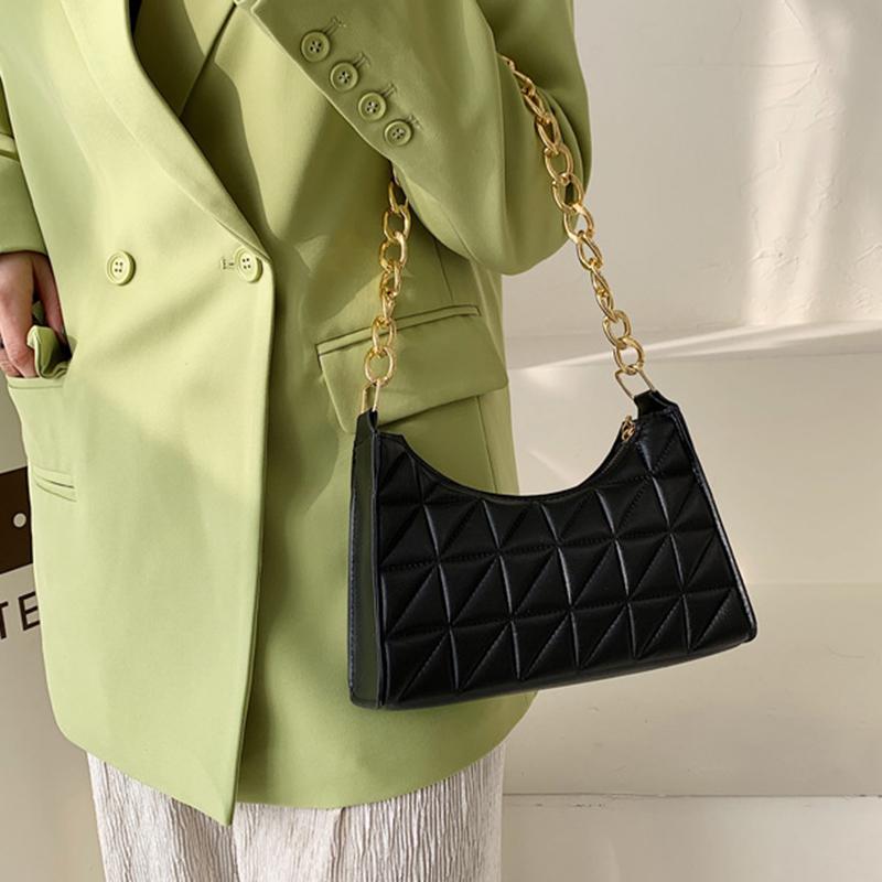 Women's Advanced Underarm Bag New Trend All-match Shoulder Hobo Bag Chain Handbag Female Fashion Plaid Shopping Bag