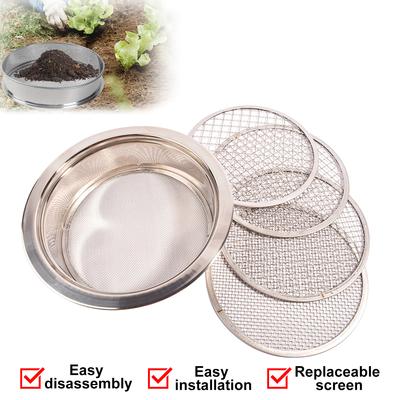 Gardening Soil Sieve 1/3/6/9/12mm Mesh Hole Stainless Steel Screen Sifter for Compost Sand Bonsai Potting Soil Filtering Remove