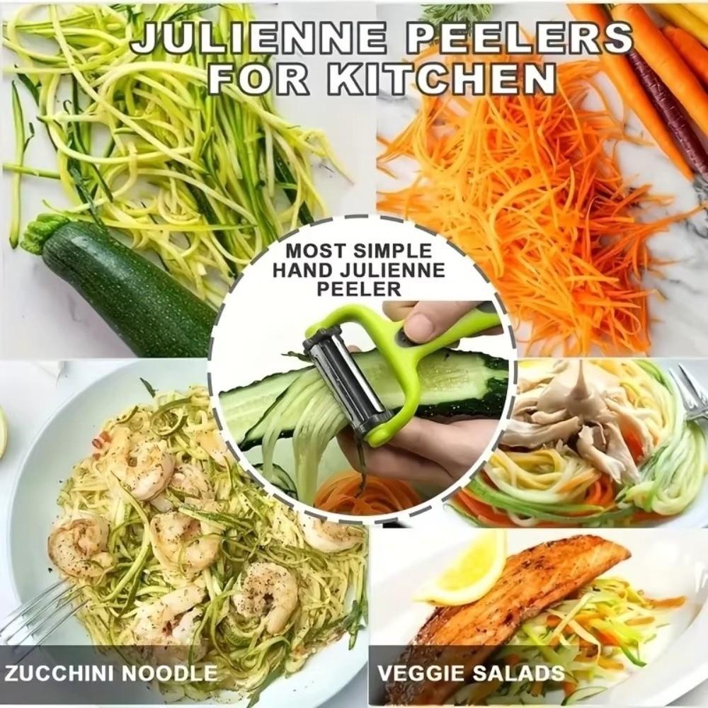 3 In 1 Rotary Peeler 360 Degree with Protective Cover Julienne Slicer Non-Slip Stainless Steel Grater