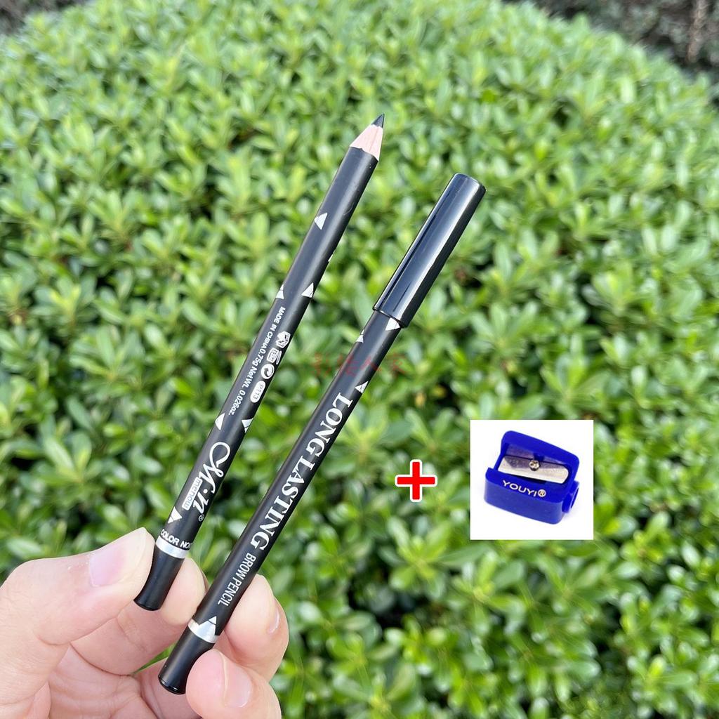 Meinuo Waterproof Long-Lasting Smudge-Proof Black Eyeliner Pencil with Wooden Handle for Professional Makeup and White Highlighting.