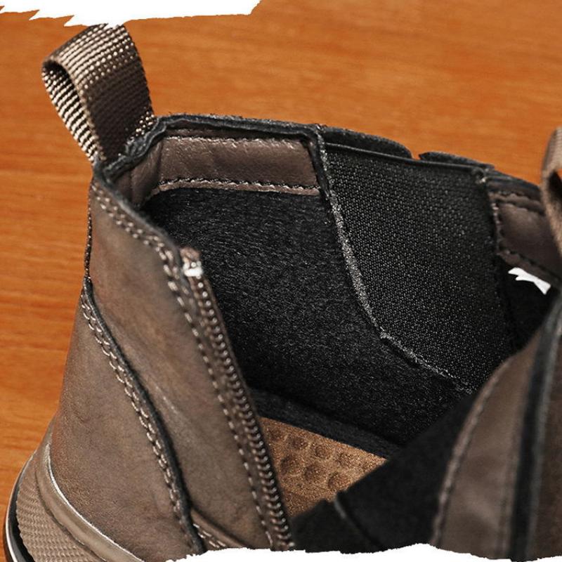 Pánské módní kožené boty Lehké Vodotěsné Pánské boty Outdoorové Ležérní Trekové boty Protiskluzové Zip Motocyklové Kotníkové boty