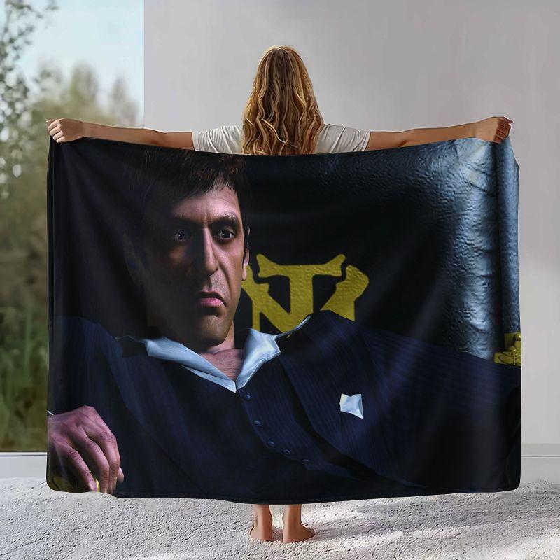 Retro Scarface Tony Movie Flannel Blanket,Ultra Soft Warm Plush Throw for Home Bedroom Bed Sofa Cover Office Camping Picnic gift