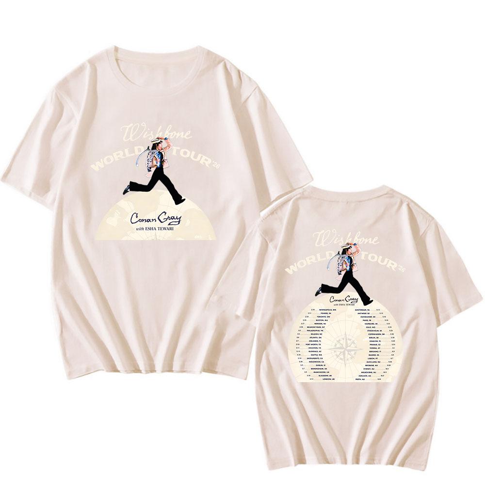 Wishbone World Tour 2026 Koszulki CONAN GRAY Modna Koszulka Krótki Rękaw Luźna Bawełniana Koszulka Streetwear Unisex Koszulki