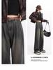 American Retro Women's High-Waisted Wide-Leg Jeans - Autumn/Winter Style Loose Drapey Mop Pants.
