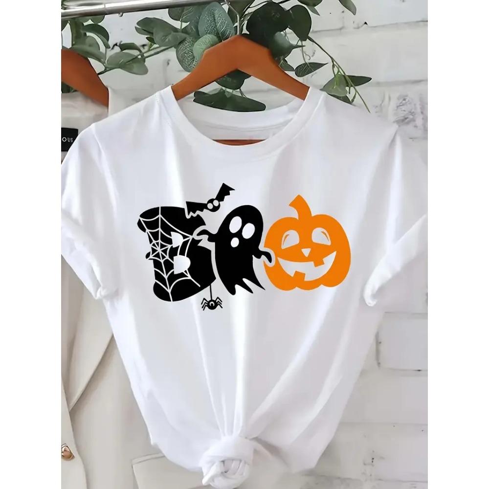 Halloween ghost print street wear T-shirt Harajuku clothing fashion T-shirt short sleeved summer T-shirt casual women's top