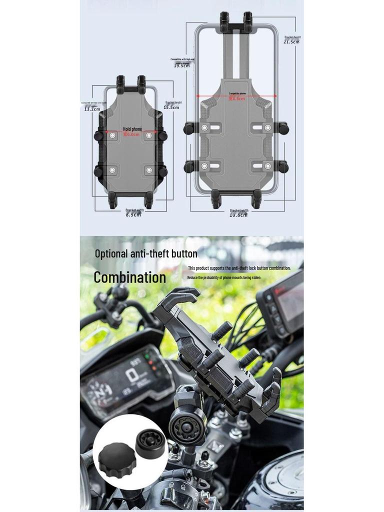 Shockproof Aluminum Phone Holder for Motorcycles & Electric Scooters - Ideal for Navigation & Food Delivery