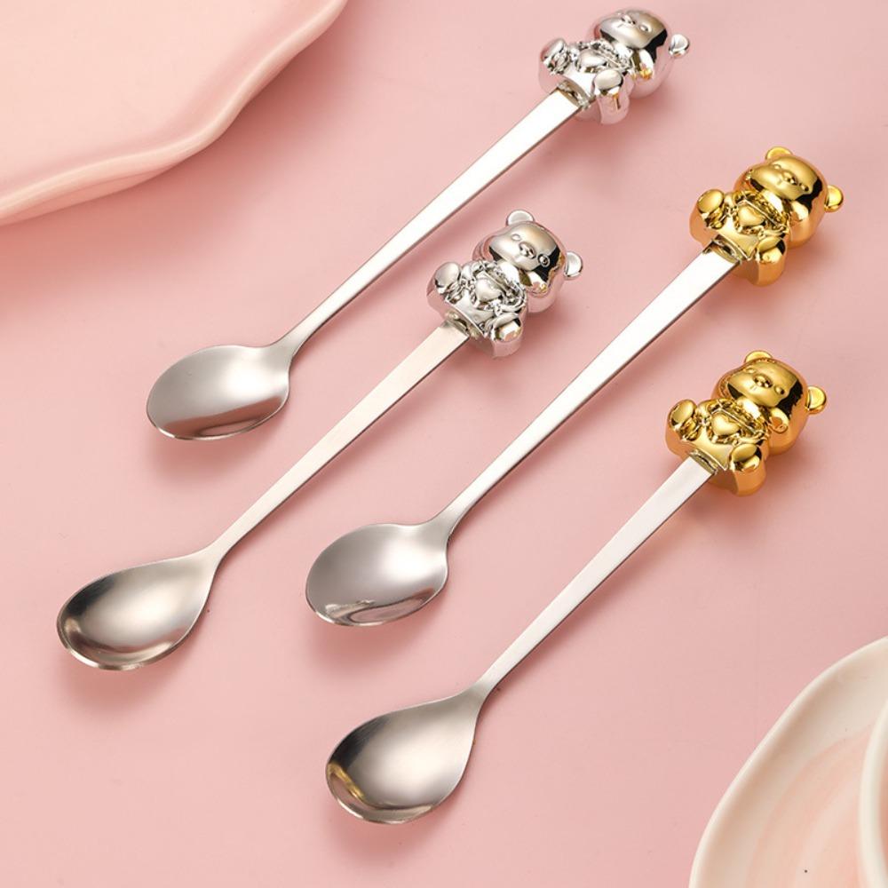 

Обеденная ложка в корейском стиле из нержавеющей стали, ложка для размешивания кофе, симпатичная десертная вилка для послеобеденного чая