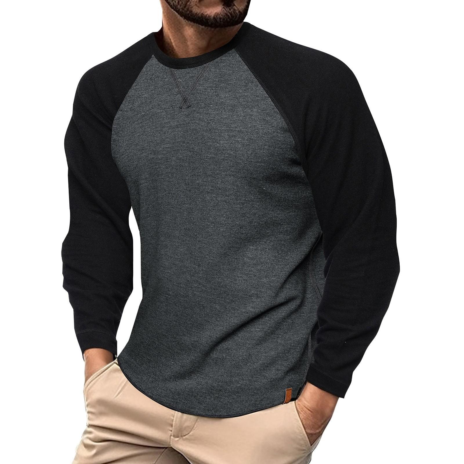 

Plus Size Men s Long Sleeve T-shirt European And American Men s Shirt Top XXL чёрный