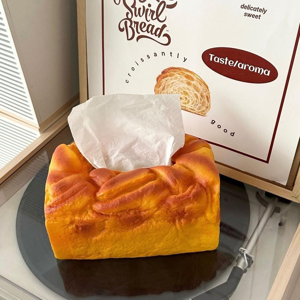 Food Toast Bread Simulation Bread Tissue Rack Table Decoration Desktop Organizer Fake Toast Tissue Holder Storage Box Square