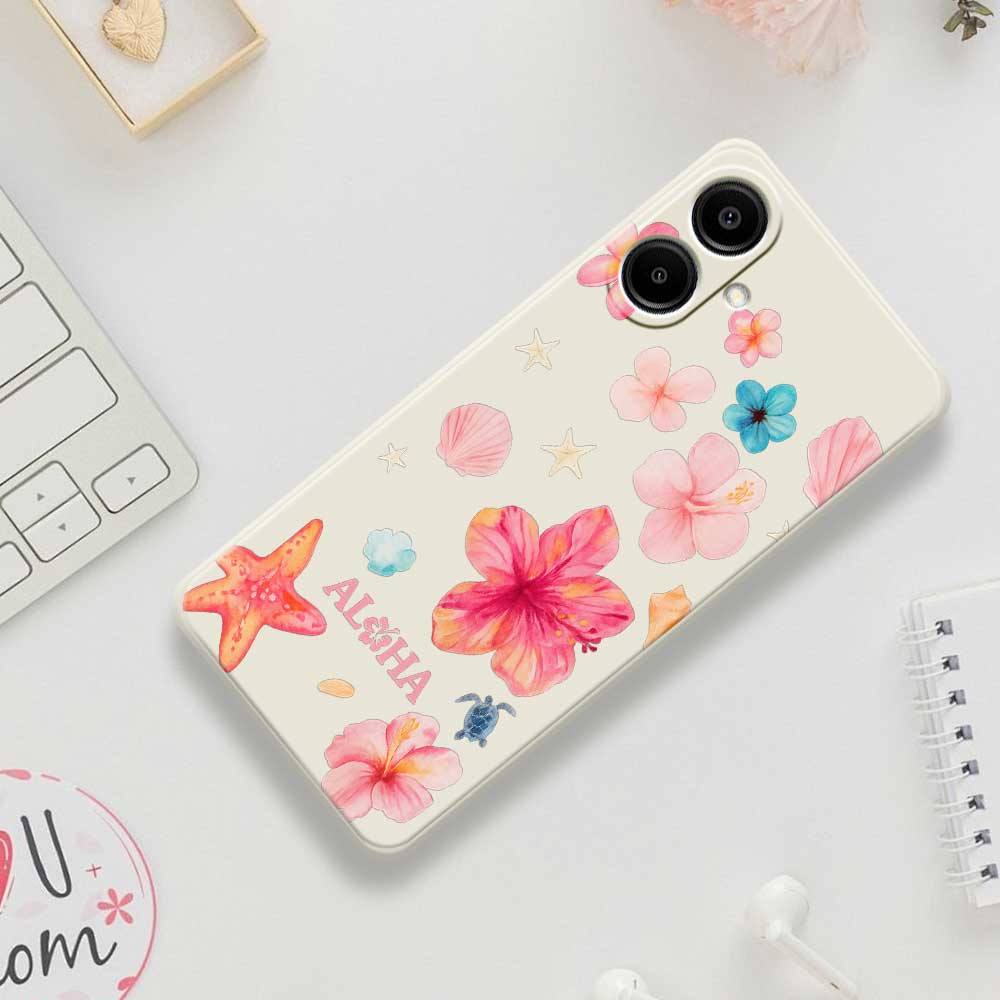 For Samsung Galaxy A07 4G Case Flower Pattern Printing Straight Edge TPU Phone Back Cover