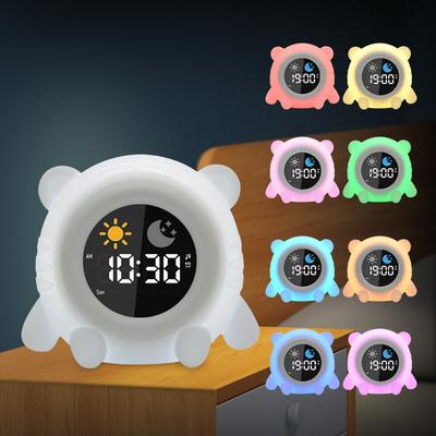 Cartoon Digital Display Electronic Clock Animal Patting Color-changing Silicone Night Light Children's Auxiliary Sleep Light