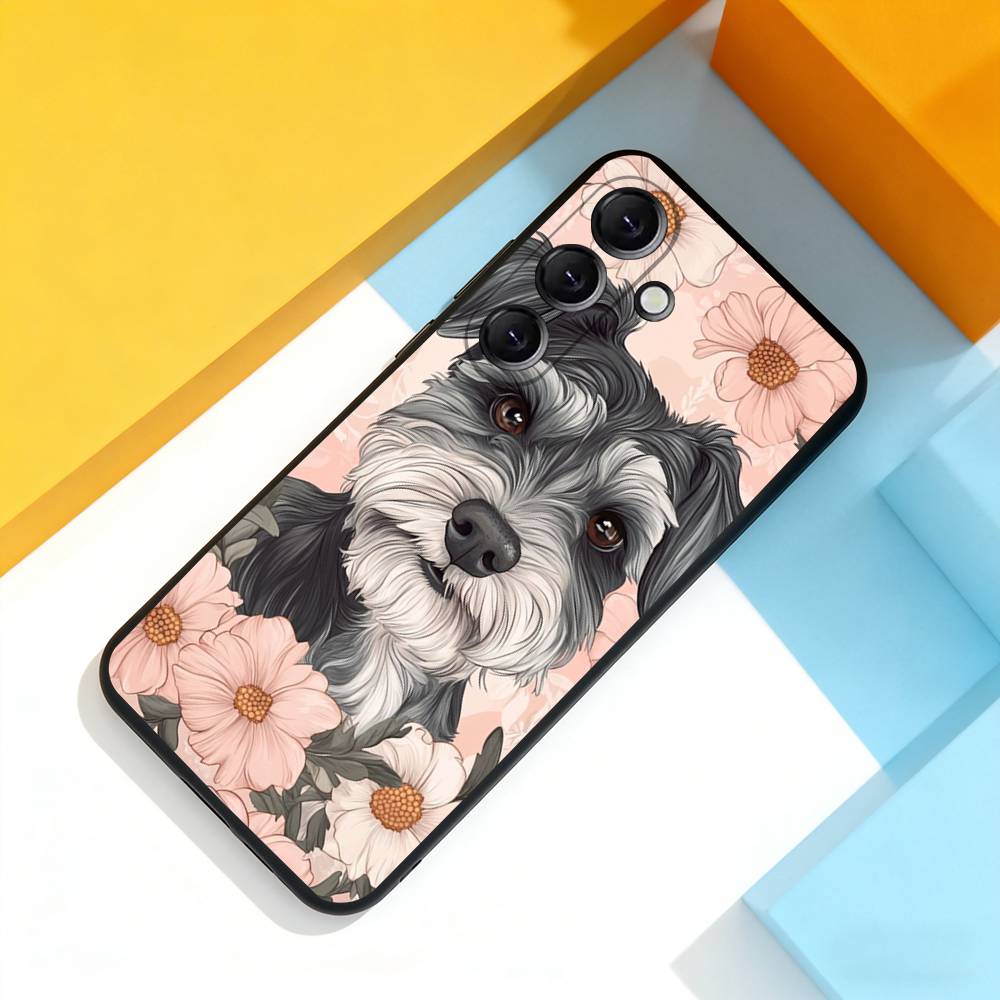 Cartoon S-Schnauzer Dog Phone Case For Samsung Galaxy A 22,71,53,52,51,72,73,5G,Note,J7,8,9 Soft Black Cover