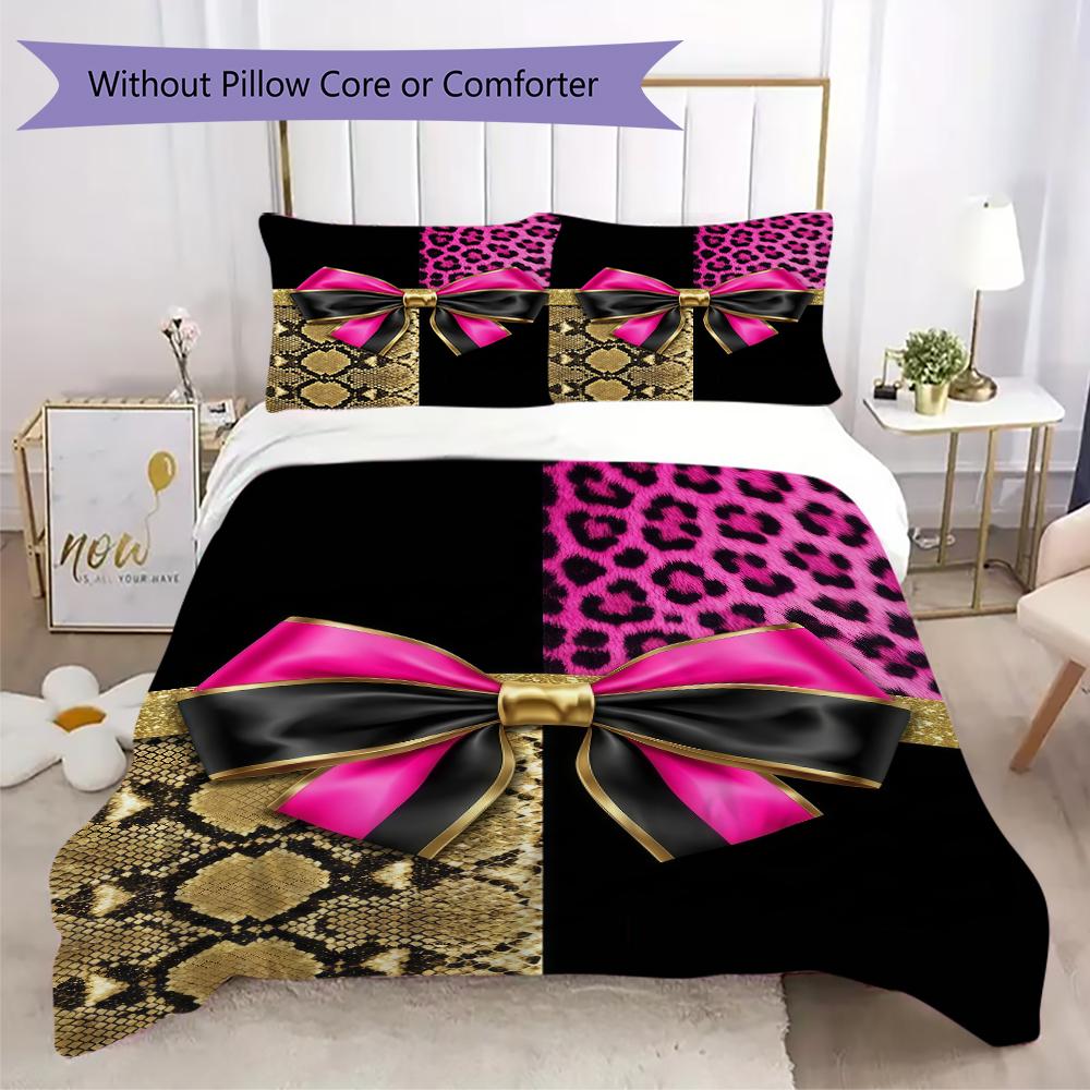 Gorgeous Bow Pattern Bedding Uilt Set Uilt Cover Pillowcase Home Decoration Birthday Gift (1 * Duvet Cover + 2 * Pillowcase Without Core)113