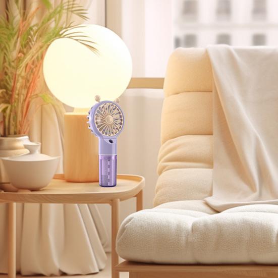 Spray Fan Cartoon Snail Design Silent Motor Mini Handheld Tabletop Fan with Water Mist Cooling USB Rechargeable Handheld