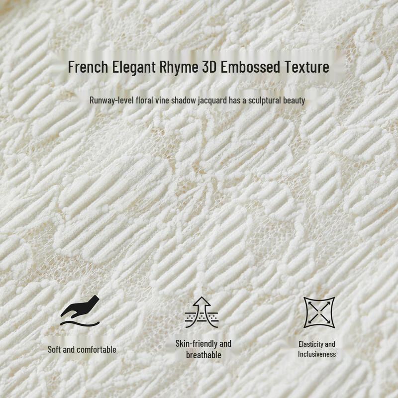 Women's French Embossed Jacquard V-Neck Lace Top